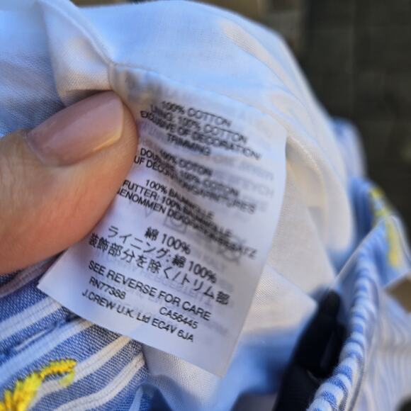 J Crew Striped Midi Skirt Blue Womens Size XS Pineapple Embroidered Lined - Picture 6 of 8